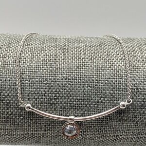 ELLE 925 Sterling Silver Bracelet Vintage CZ Ruby Accent OS